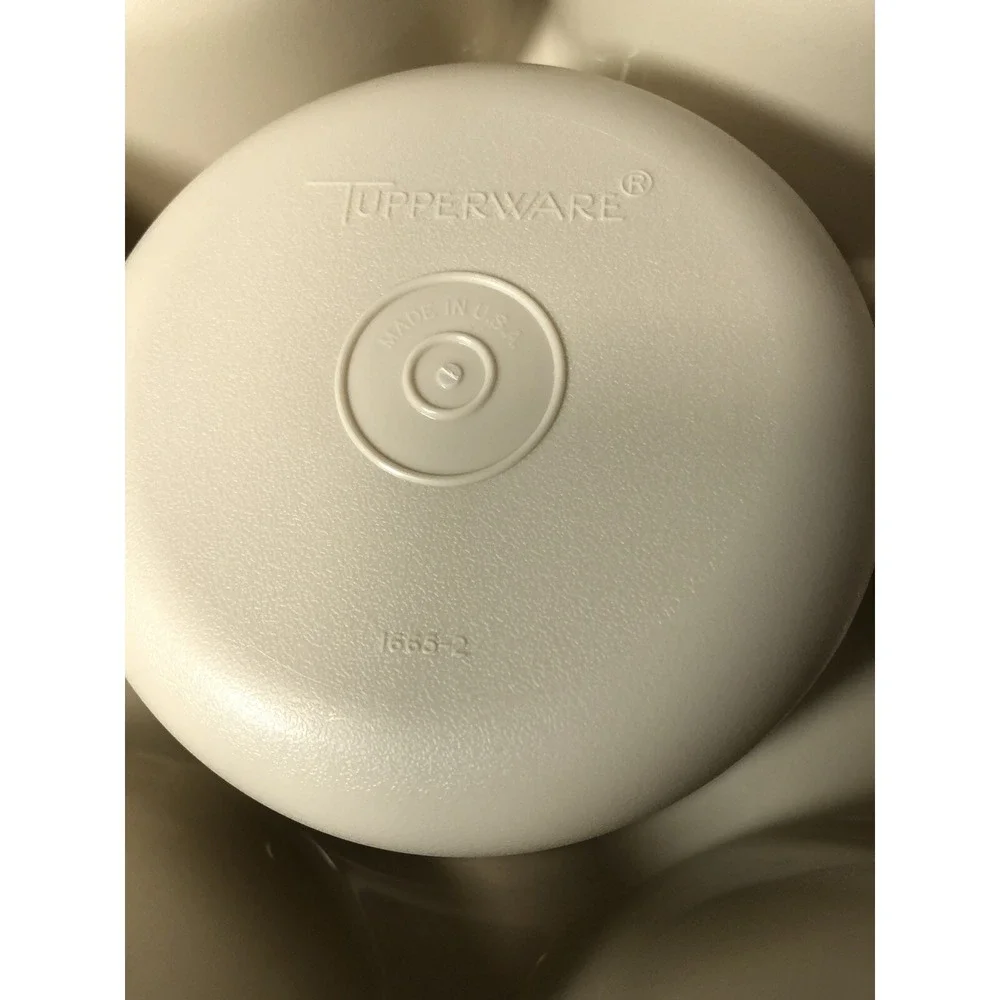 Vintage Almond Tupperware Vegetable Dip Snack Serving Tray  Lid 1665-2 & 1666-2